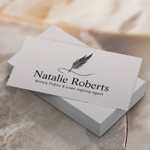 Mobile Notary Signing Agent Vintage Feather Pen Business Card