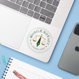 Mobile Notary Signing Logo Stamp Seal Green Gold
