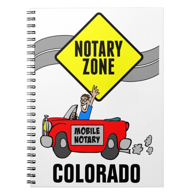Mobile Notary Zone Red Sports Car Colorado Notebook (Front)