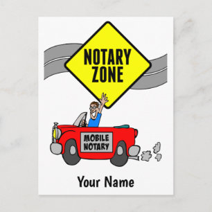Mobile Notary Zone Red Sports Car Customised Name Postcard