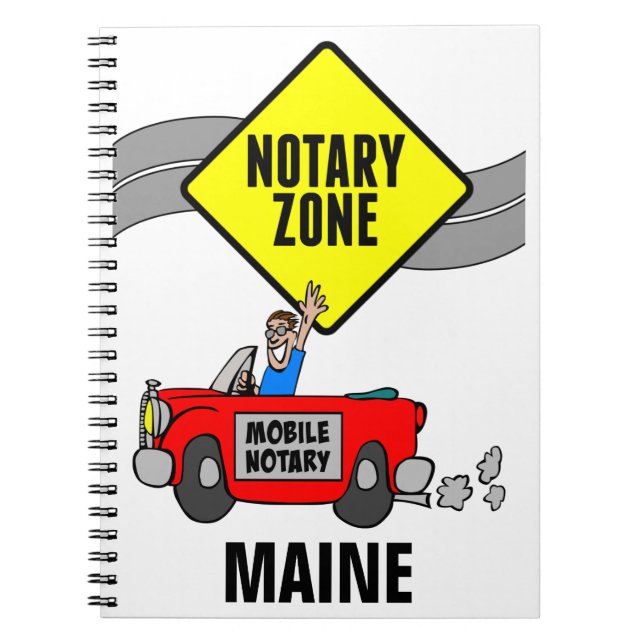 Mobile Notary Zone Red Sports Car Maine Notebook (Front)