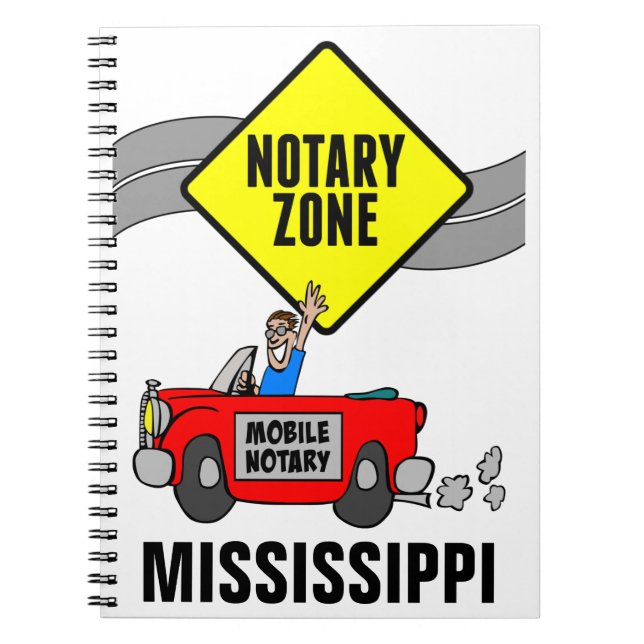 Mobile Notary Zone Red Sports Car Mississippi Notebook (Front)