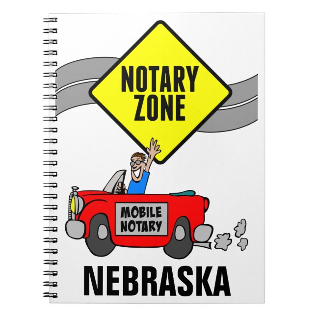 Mobile Notary Zone Red Sports Car Nebraska Notebook (Front)