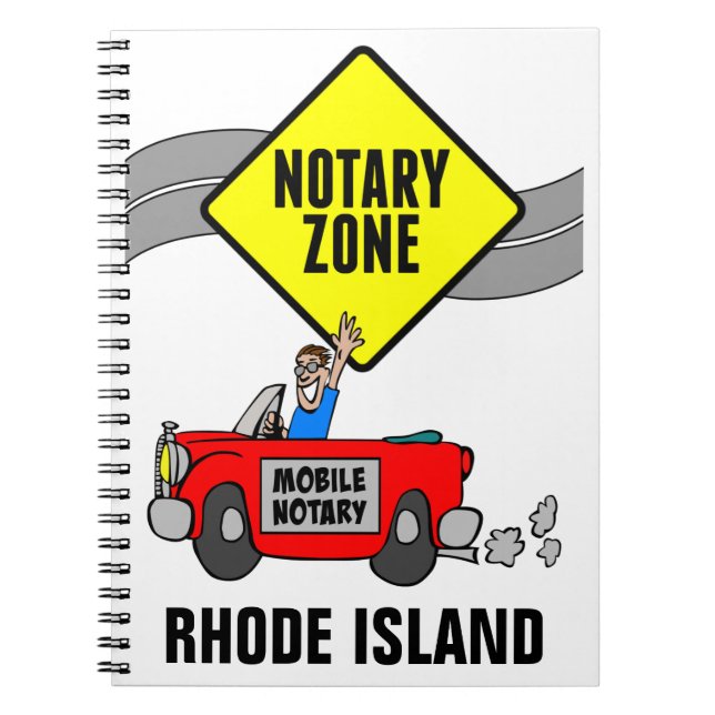Mobile Notary Zone Red Sports Car Rhode Island Notebook (Front)
