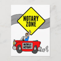 Mobile Notary Zone Yellow Road Sign Red Sports Car