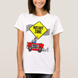 Mobile Notary Zone Yellow Road Sign Red Sports Car T-Shirt
