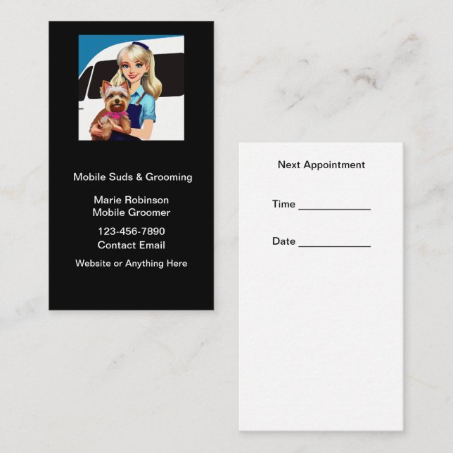 Mobile Pet Grooming Appointment Cards (Front/Back)