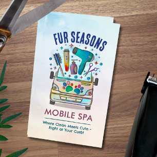 Mobile Pet Grooming Services - Watercolor art Business Card
