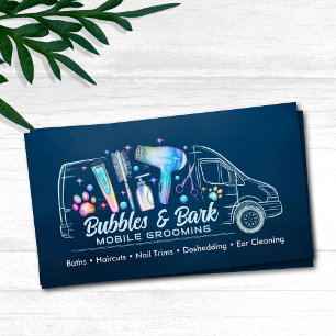 Mobile Pet Grooming Services - Watercolor art Business Card
