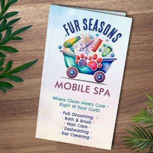 Mobile Pet Grooming Services - Watercolor art Business Card