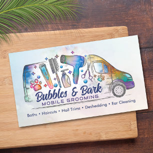 Mobile Pet Grooming Services - Watercolor art Business Card