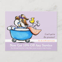 Mobile Pet Grooming Shih Tzu Purple Coupon Mailer
