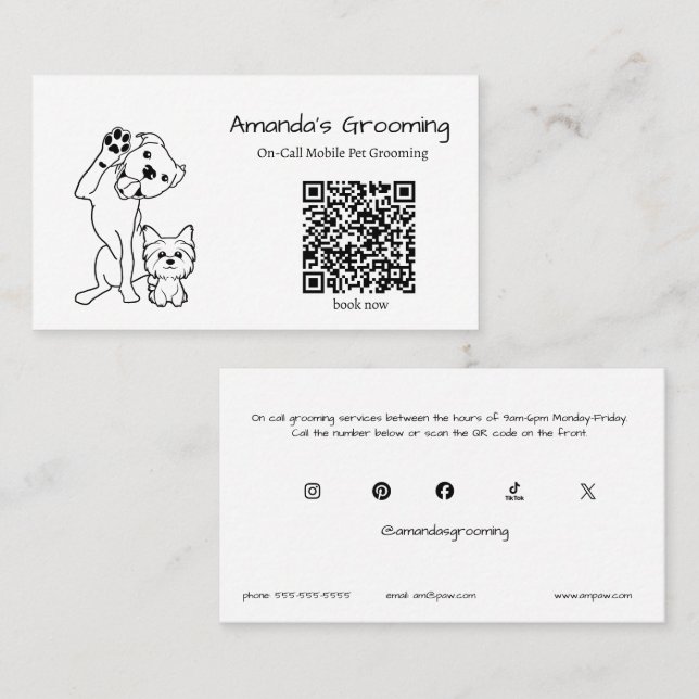 Mobile Pet Grooming Small Business Custom Card (Front/Back)