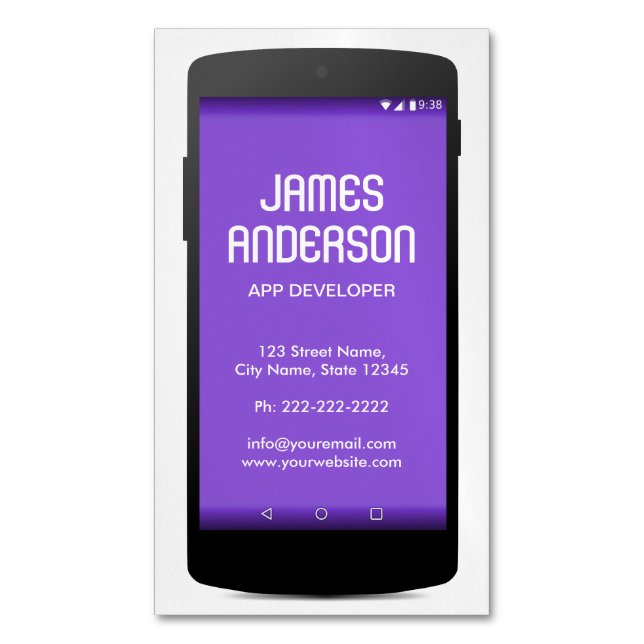 Mobile Phone App Developer Software Engineer Coder Magnetic Business Card (Front Vertical)