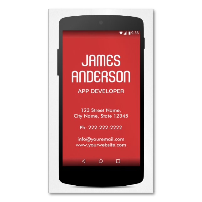 Mobile Phone App Developer Software Engineer Coder Magnetic Business Card (Front Vertical)