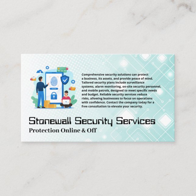 Mobile Security Online Protection Services Business Card (Front)