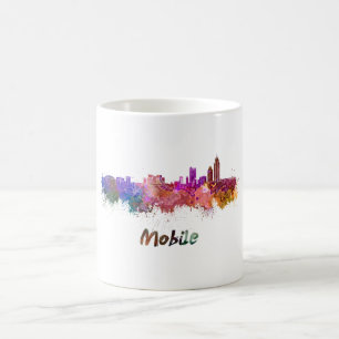 Mobile skyline in watercolor coffee mug