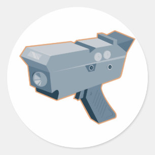 mobile speed camera radar gun retro classic round sticker