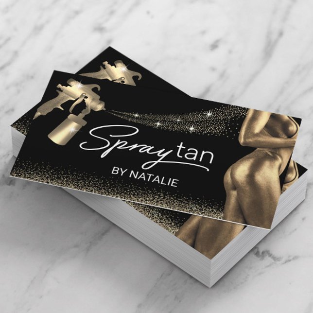Mobile Spray Tan Bronze Body Gold Glitter Tanning Business Card (Creator Uploaded)