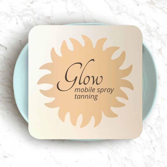 Mobile Spray Tan Copper Sun Rays Square Business C Square Business Card (Creator Uploaded)