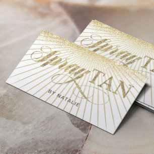 Mobile Spray Tan Modern Gold Rays Beauty Salon Business Card