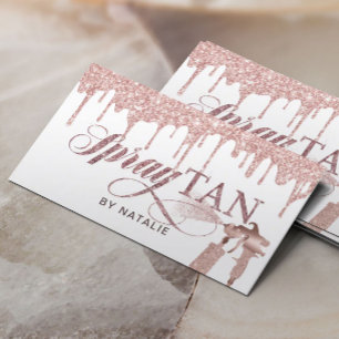 Mobile Spray Tan Modern Rose Gold Drips Tanning  Business Card