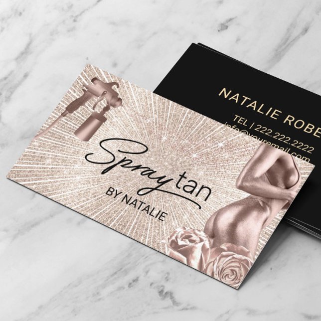 Mobile Spray Tan Modern Sunshine Airbrush Tanning Business Card (Creator Uploaded)