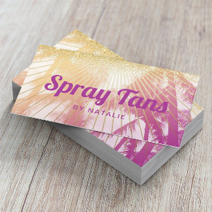 Mobile Spray Tan Tropical Palm Beach Purple Business Card