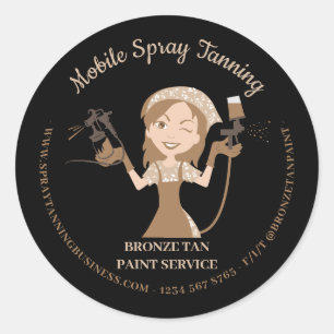 Mobile Tanning Spray Body Painter Lady Boss Classic Round Sticker