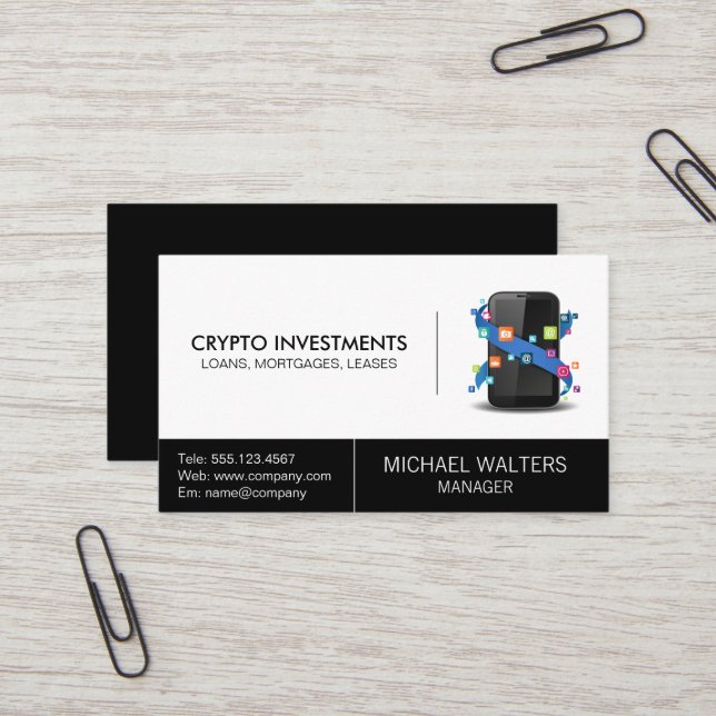 Mobile Tech Phone | Apps Software Business Card (Front/Back In Situ)