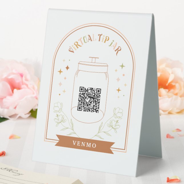 Mobile Tip Jar QR Code Cash App Payment Tent Sign (In SItu (Wedding))