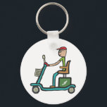 Mobility Scooter Key Ring<br><div class="desc">The ultimate electric go anywhere ride - the mobility scooter.  Acquire instant stickman cool with this image designed to celebrate the low speed fun of tackling the High Street and public transport in this four wheeled king of the pavement.</div>