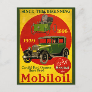 Mobiloil Vintage Poster Restored Postcard