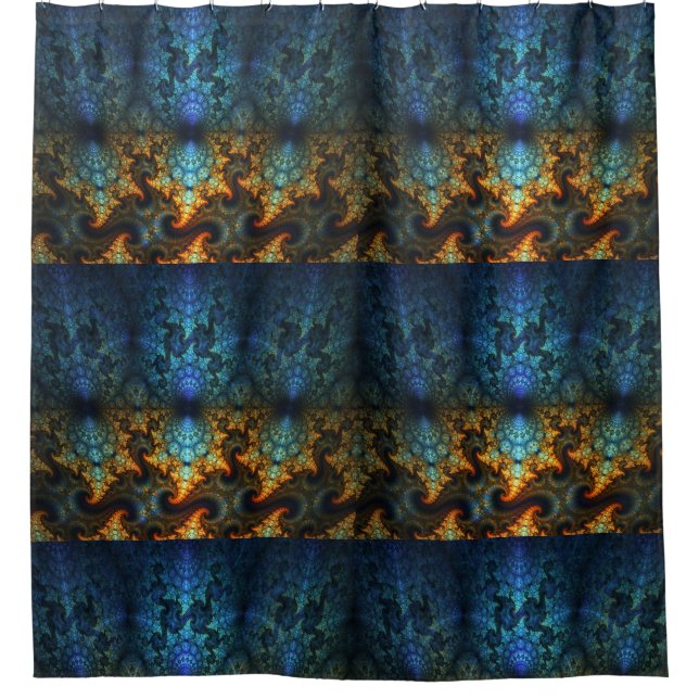 Mobius Flame Tiled Shower Curtain (Front)