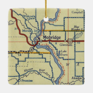 Mobridge SD Vintage Map Ceramic Ornament