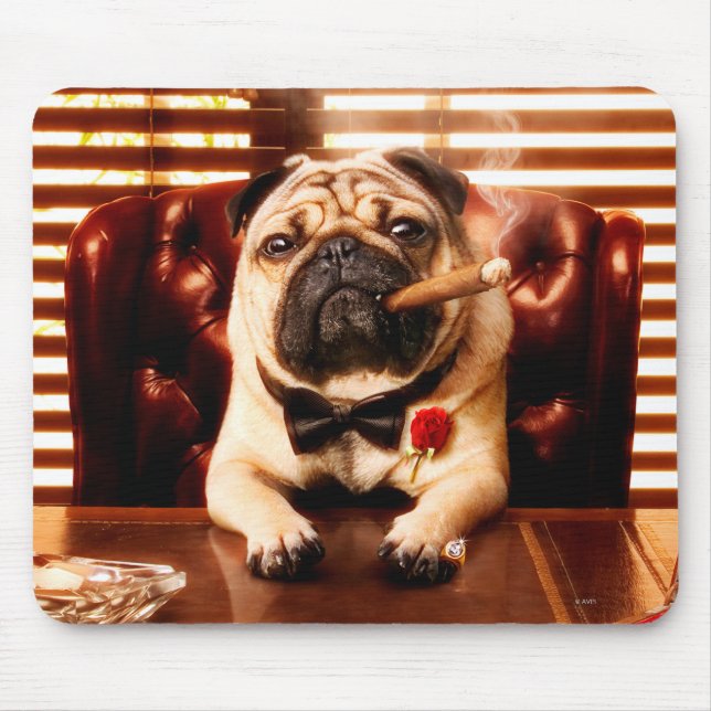 Mobster Dog Mouse Pad (Front)