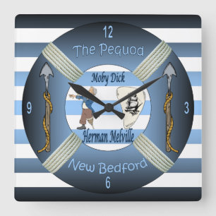 Moby-Dick ~ The Pequod ~Herman Melville ~Capt Ahab Square Wall Clock