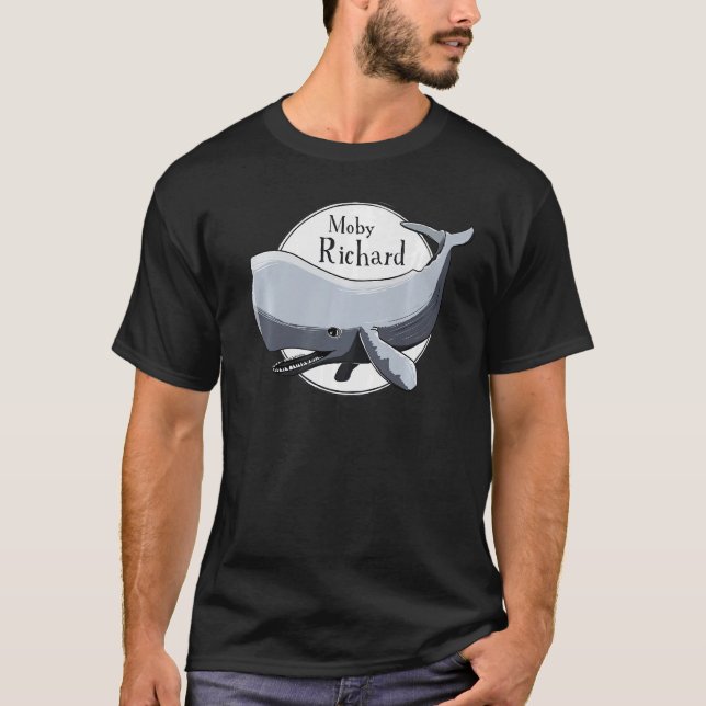Moby Richard White Whale Literature Pun T-Shirt (Front)