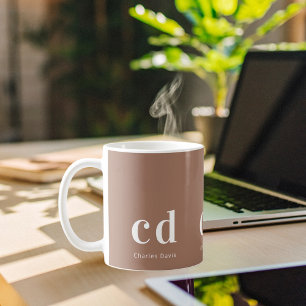 Mocca brown monogram initials name coffee mug