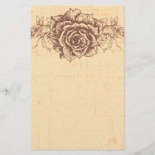 Moccasin Vintage Rose Border Stationery