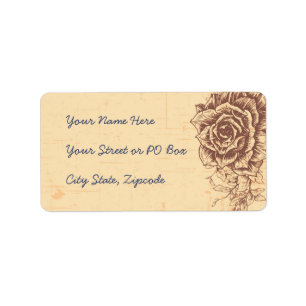 Moccasin Vintage Rose Border Wedding Label