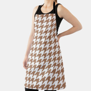 Mocha and White Houndstooth Seamless Pattern Apron