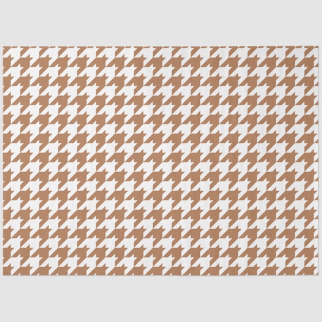 Mocha and White Houndstooth Seamless Pattern Tissue Paper (Front)