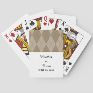 Mocha Argyle Wedding Playing Cards