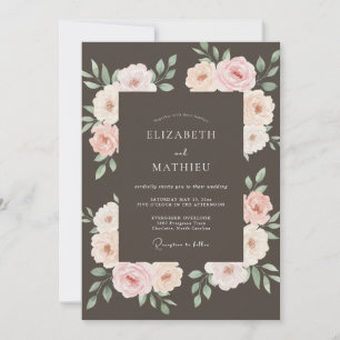 Mocha Atmospheric Romantic Wedding Invitation