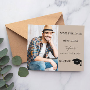 Mocha beige modern Graduation Party Save the Date Flyer