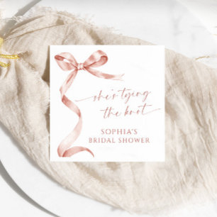 Mocha Bow She's Tying The Knot Bridal Shower Napkin