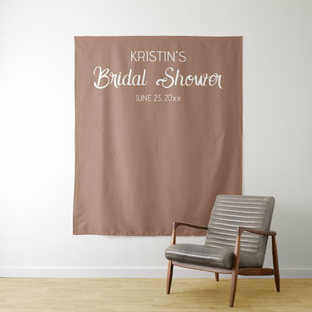 Mocha Bridal Shower Photo Backdrop Tapestry (In Situ)