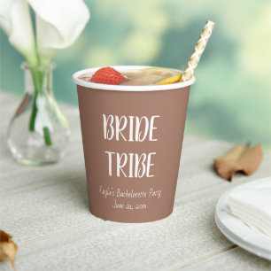 Mocha Bride Tribe Bachelorette Party Paper Cups
