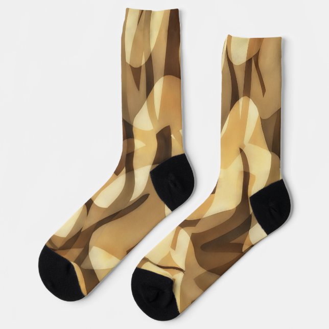 Mocha Brown and Tan Crazy Socks Art (Left)